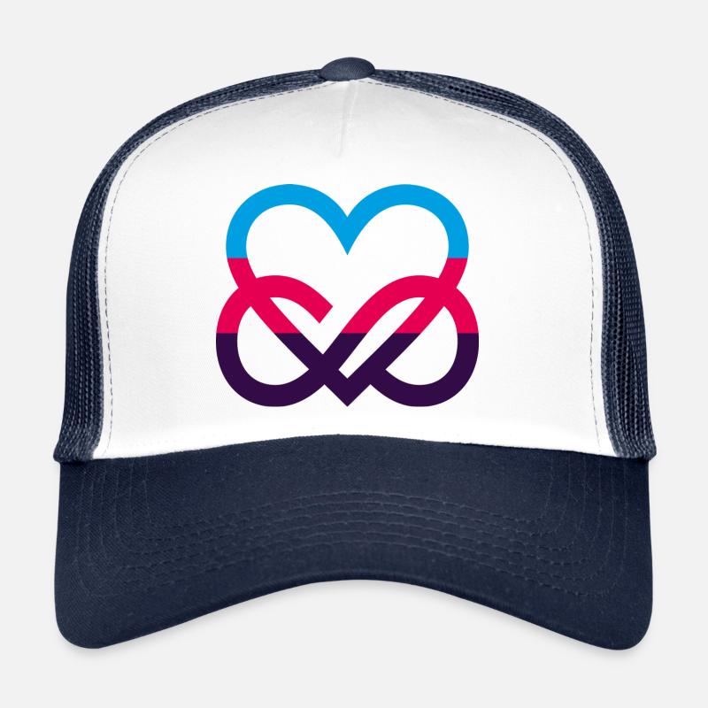 Polyamour Fierté Flag Coeur Infinity Heart - Casquette trucker - blanc/marine