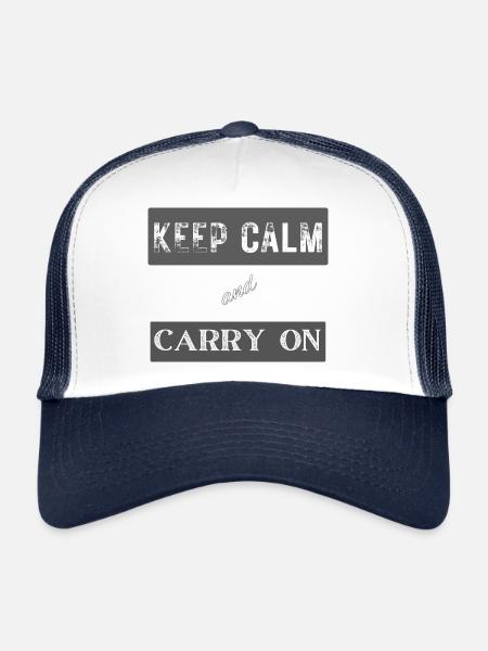 Keep Calm and Carry On - Trucker Cap - white/navy - Front