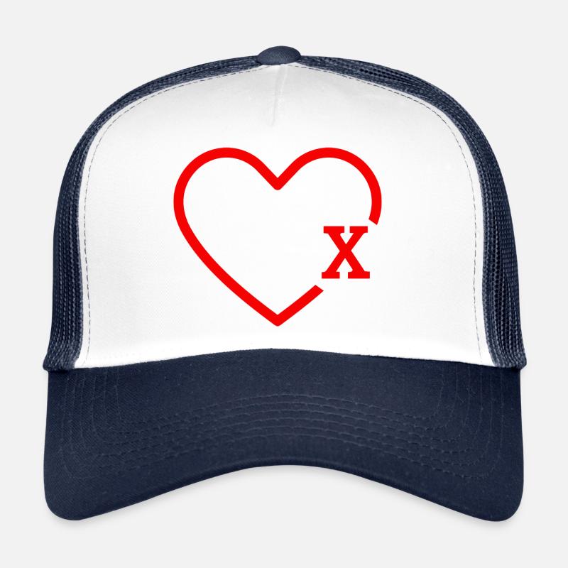 lettre x cœur rouge Casquette trucker 