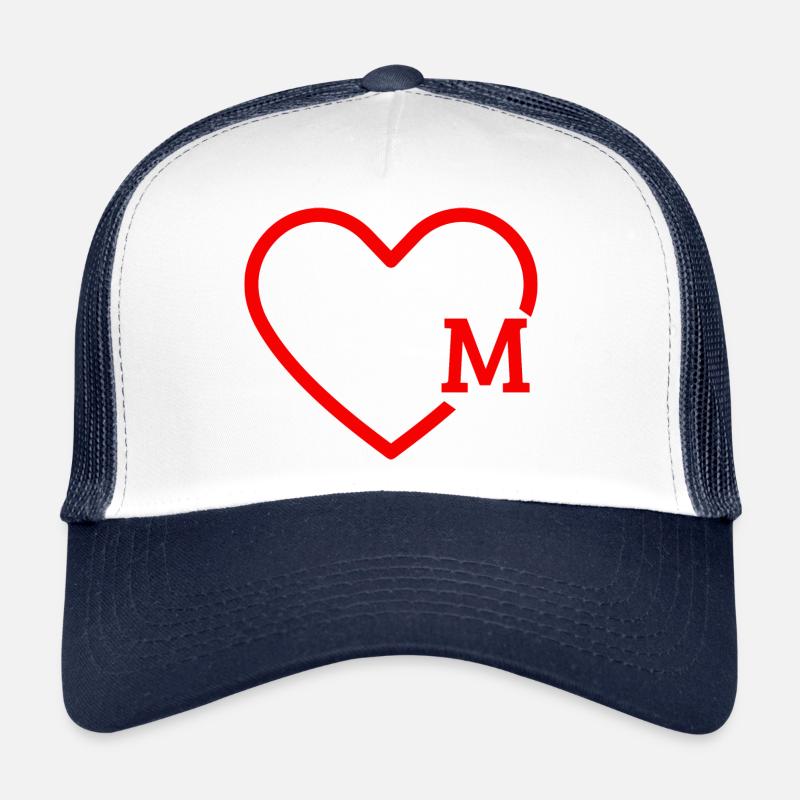 lettre m cœur rouge Casquette trucker 
