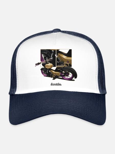 Étoile (or) // Illustration - Casquette trucker  - blanc/marine - Devant