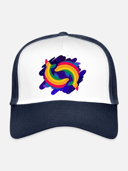 Rainbow Dolphins (Sky) - Trucker Cap - white/navy - Front
