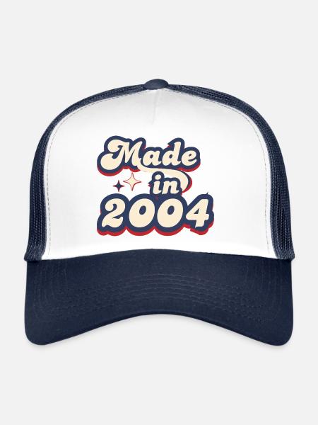 Hergestellt im Jahr 2004 Retro - Trucker Cap - Weiß/Navy - Vorne