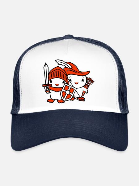 2 Ducks Knight Archer Épée Bouclier Combattant - Casquette trucker  - blanc/marine - Devant