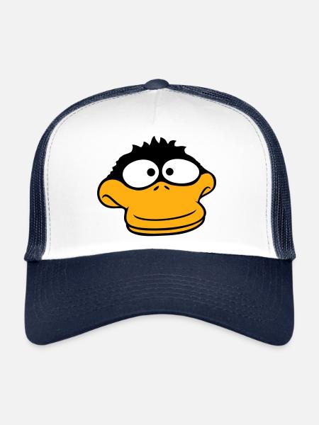 Duck looks funny goofy anxious confused comic - Trucker Cap - white/navy - Front