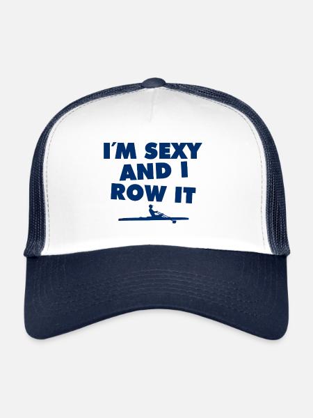 Je suis sexy et je rame - Aviron - Rudern - Ruderer - Casquette trucker  - blanc/marine - Devant