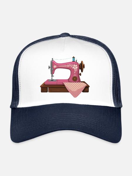 Machine sewing and embroidery - Trucker Cap - white/navy - Front