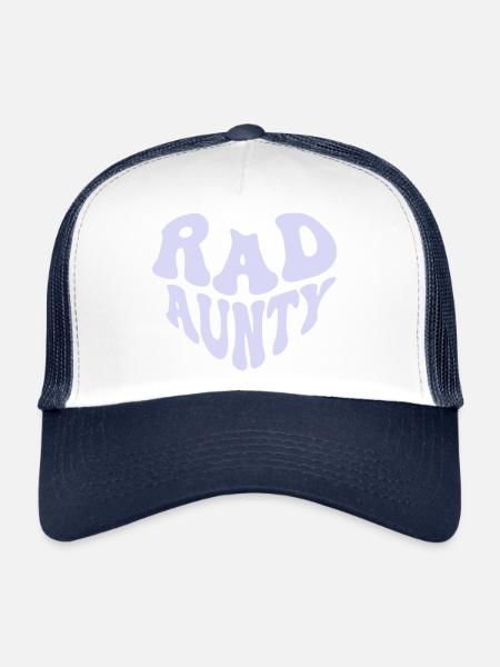 Retro Rad Aunty Heart – Cool Aunt (Custom Color) - Trucker Cap - Weiß/Navy