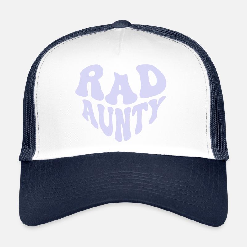 Retro Rad Aunty Heart – Cool Aunt (Custom Color) - Trucker Cap - Weiß/Navy