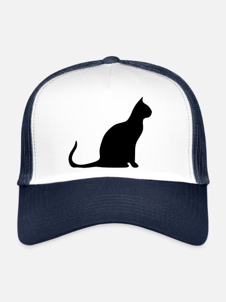 black cat cat black cats silhouettes - Trucker Cap - white/navy - Front