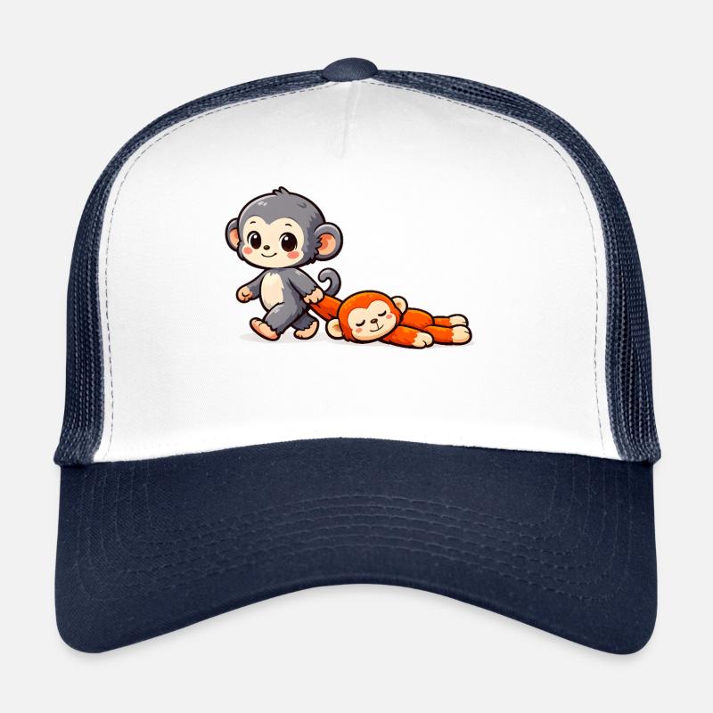 Bébé Singe Coup de Poing - Casquette trucker  - blanc/marine