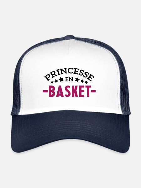 Princesse en basket Cadeau femme humour - Casquette trucker  - blanc/marine - Devant