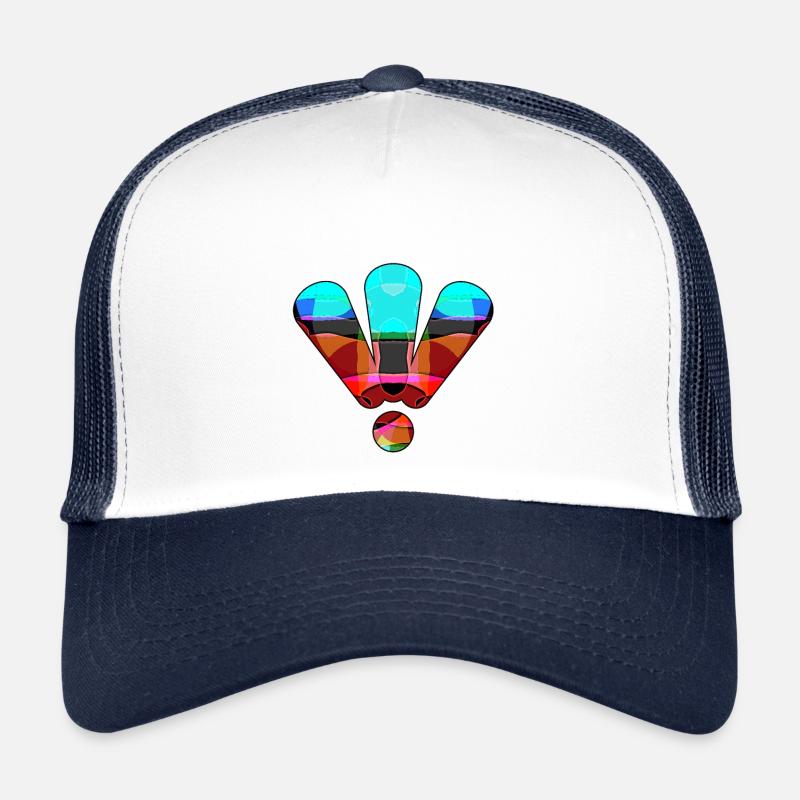 3 bunte Ausrufezeichen - Trucker Cap - Weiß/Navy
