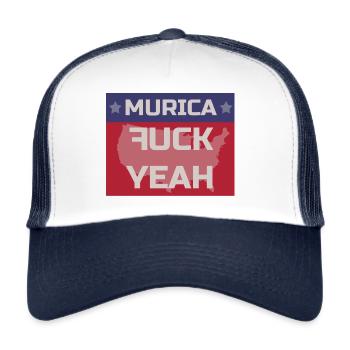 murica Fuck yeah america USA - Trucker Cap - Weiß/Navy - Vorne