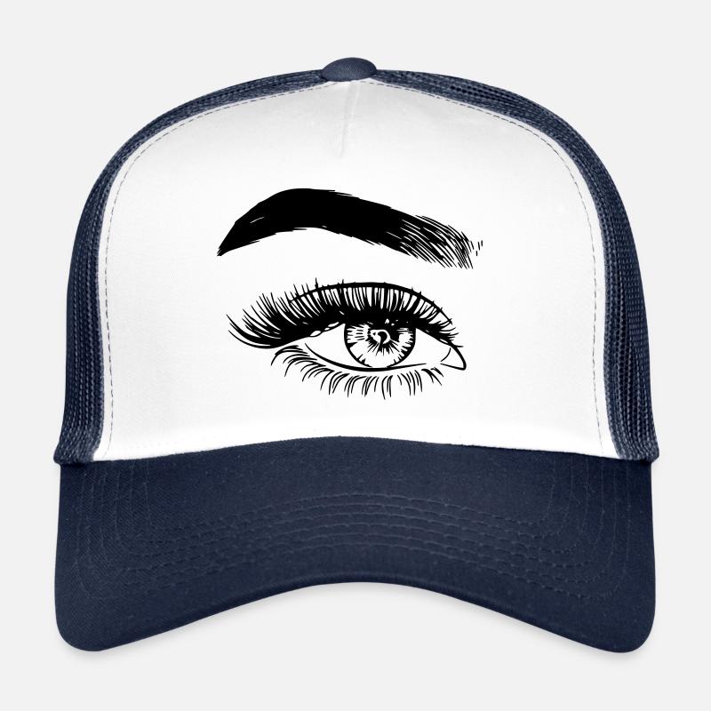 Idée cadeau œil gauche - Casquette trucker  - blanc/marine