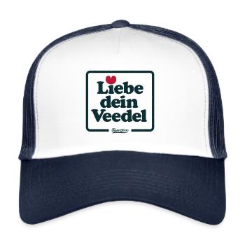 Liebe dein Veedel Köln Geschenkidee für Kölner - Trucker Cap - Weiß/Navy - Vorne