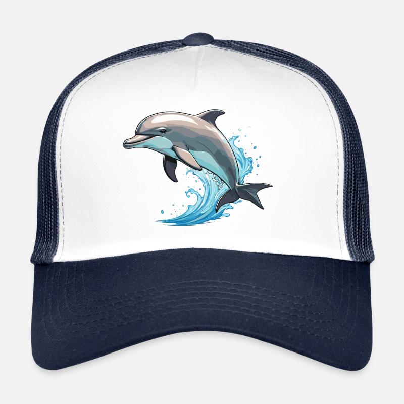 Delfin - Cute Ocean Pet Design - Trucker Cap - Weiß/Navy