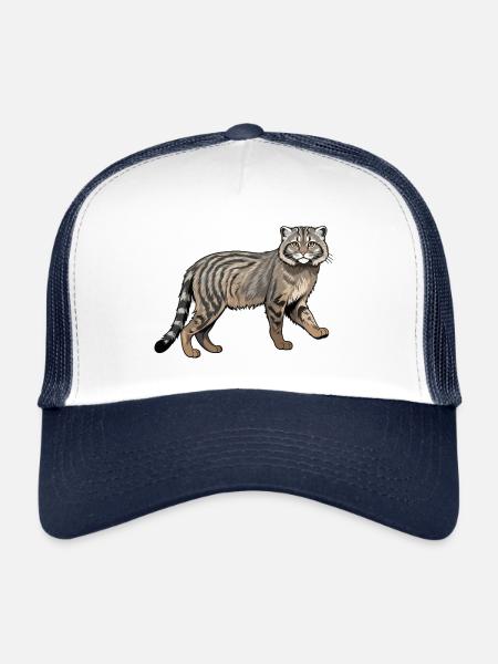 Pallas Wildcat - Animal Design - Trucker Cap - white/navy - Front