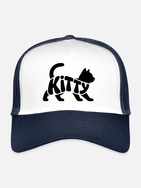 Kitty - Cute Pet Cat Design - Trucker Cap - white/navy - Front