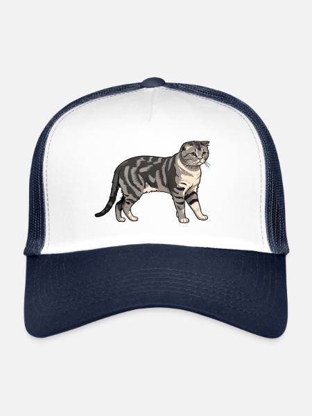 Pliage écossais - Cat Pet Design - Casquette trucker  - blanc/marine - Devant