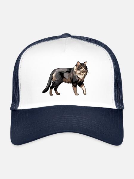Norwegian Cat - Cute Pet Sticker - Trucker Cap - white/navy - Front