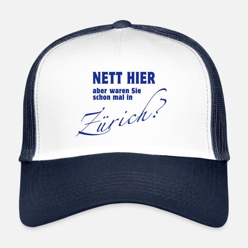 Nett hier - Zürich - Grafikfarbwechsel möglich - Trucker Cap - Weiß/Navy