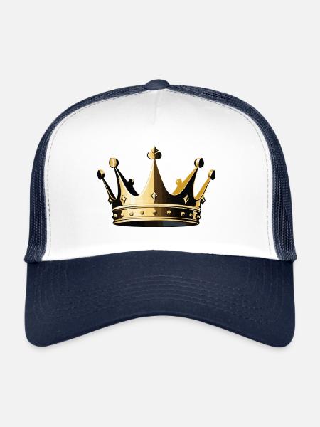 Couronne - Motifs royaux sympas - Casquette trucker  - blanc/marine - Devant