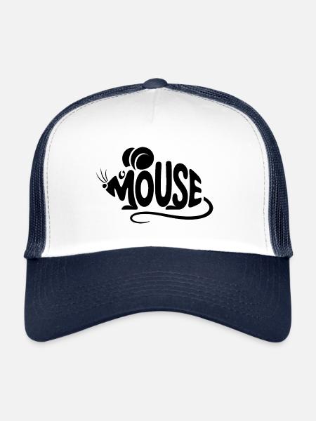 Souris - Logo d’oiseau cool - Casquette trucker  - blanc/marine - Devant