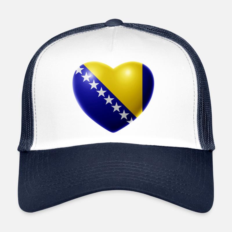 Herz (Bosnien / Bosna) - Trucker Cap - Weiß/Navy