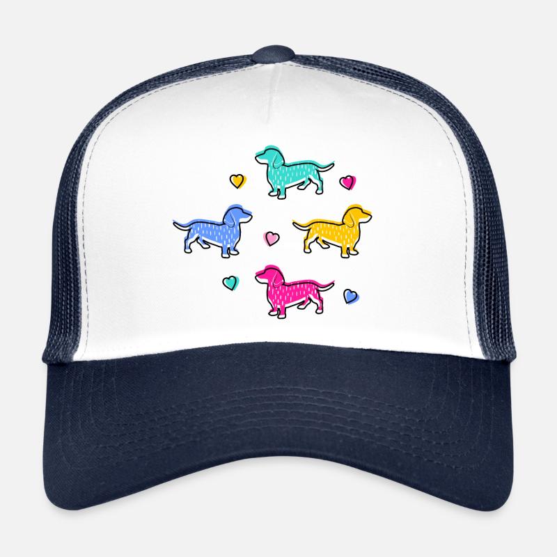 Teckel coloré, Teckel avec coeurs Casquette trucker 