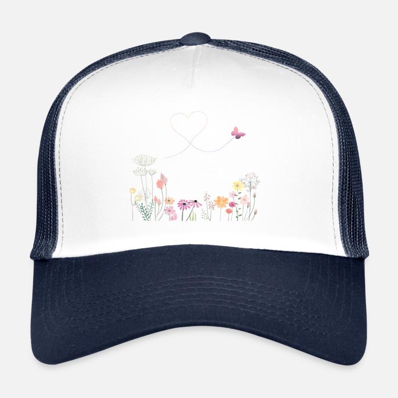 Blumenwiese - Trucker Cap - Weiß/Navy