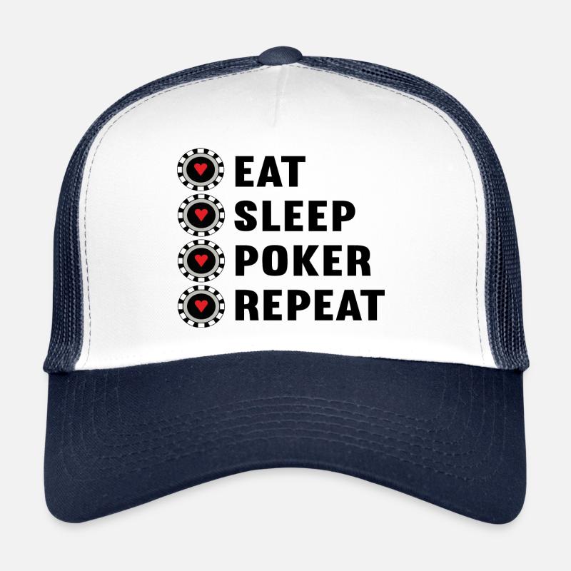 Eat sleep poker repeat mit Pokerchips Trucker Cap