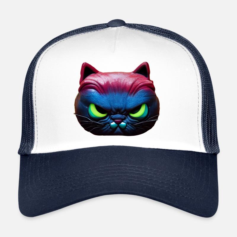 Magisches wütendes Katzengesicht! - Trucker Cap - Weiß/Navy