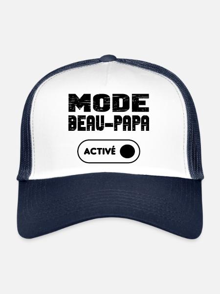 Mode beau-papa activé - Casquette trucker  - blanc/marine - Devant