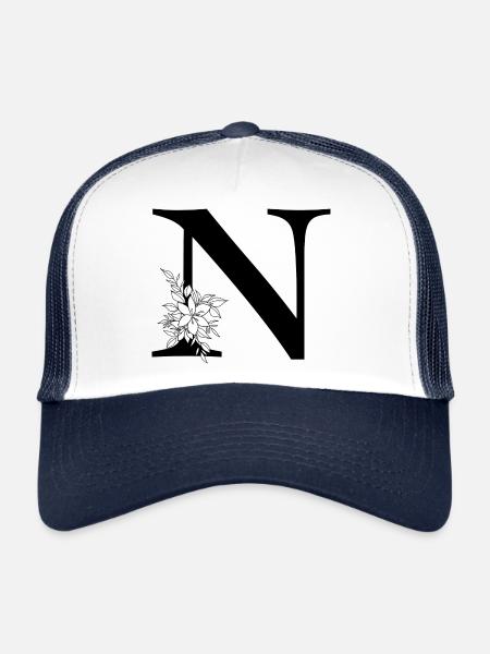 Lettre N - Casquette trucker  - blanc/marine - Devant