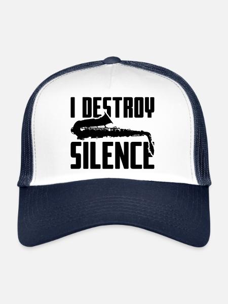 Saxophone fou - Casquette trucker  - blanc/marine - Devant