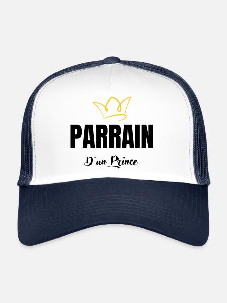 parrain d'un prince - Casquette trucker  - blanc/marine - Devant