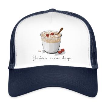 Hafer nice day Overnight Oats Topping Himbeere - Trucker Cap - Weiß/Navy - Vorne