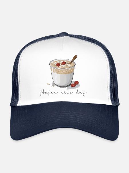 Hafer nice day Overnight Oats Topping Himbeere - Trucker Cap - Weiß/Navy - Vorne