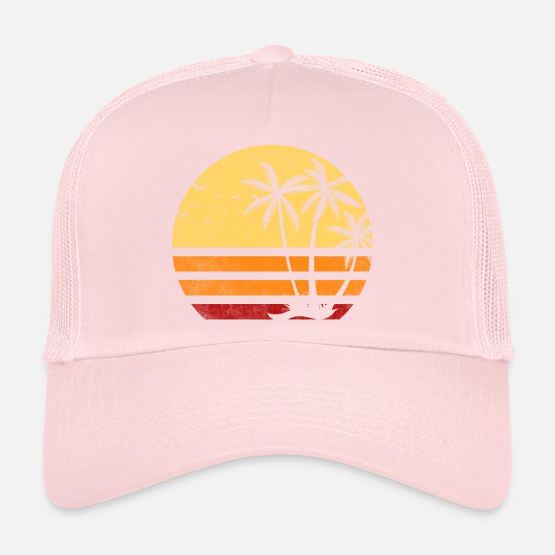 Coucher soleil Palmiers Retro Casquette trucker 