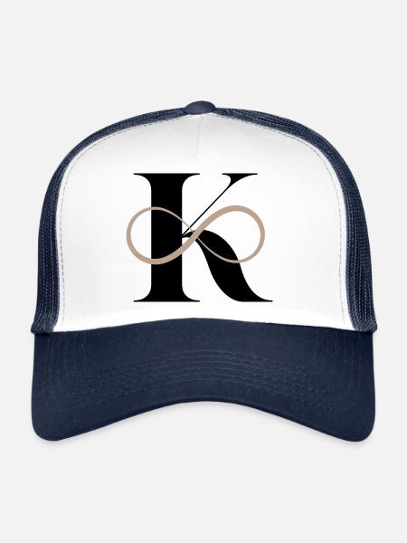 Infinite letter k - Trucker Cap - white/navy - Front