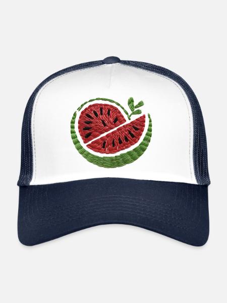 Embroidered watermelon - Trucker Cap - white/navy - Front