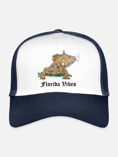 Iguana // Illustration - Trucker Cap - white/navy - Front
