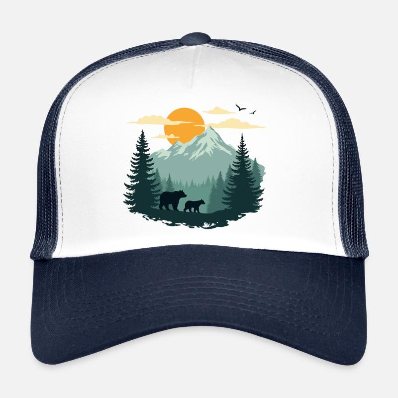 Paysage forestier et ours Casquette trucker 