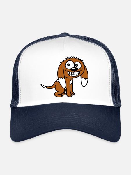 Dog looks funny grin happy smile fun - Trucker Cap - white/navy - Front