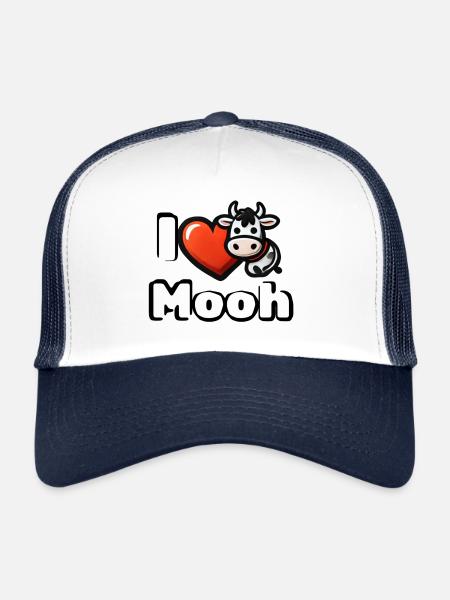 🐮 I ❤️ Moooh – Funny Cow Cartoon T-Shirt - Trucker Cap - white/navy - Front