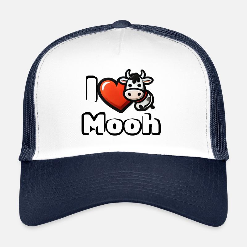🐮 I ❤️ Moooh - T-shirt de dessin animé de vache drôle Casquette trucker 