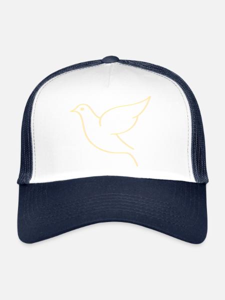 Illustration de colombe minimaliste et élégante - Casquette trucker  - blanc/marine - Devant