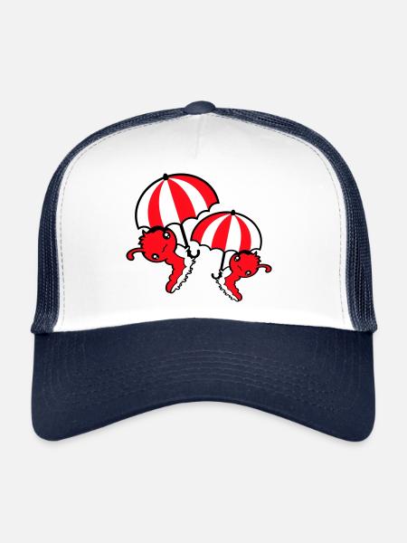 2 Flying Caterpillars Umbrella Team Friends Holiday - Trucker Cap - white/navy - Front