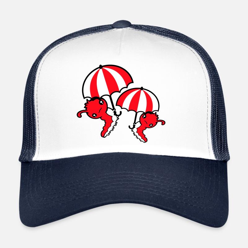 2 Flying Caterpillars Umbrella Team Friends Holiday Trucker Cap